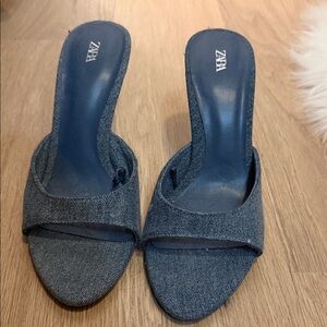 Zara Women's Denim Blue Mules